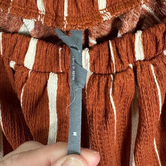 Anthropologie Elodie Top Womens Medium M Terra Cota Striped Off Shoulder Blouse‎ - Picture 9 of 12